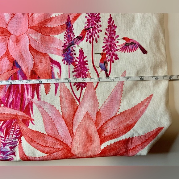 Estee Lauder Pink Floral Hummingbird Large Over Night Travel Shopping Tote Bag - Picture 9 of 12